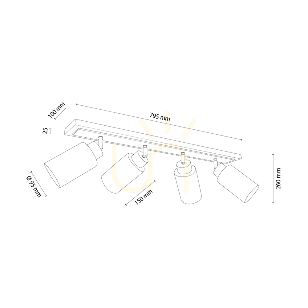 View Bella Ceiling Light, Oiled Oak/Black, 4xE27, 95 cm Bella Ceiling Light, Oiled Oak/Black, 4xE27, 95 cm