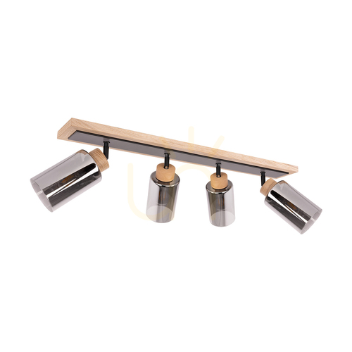 Check Bella Ceiling Light, Oiled Oak/Black, 4xE27, 95 cm