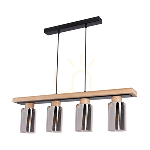 Bella Pendant Light, Oiled Oak/Black, 4xE27, 80 cm small 0