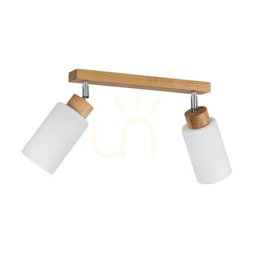 Check Selva Ceiling Light, Oiled Oak, 2xE27, 37 cm