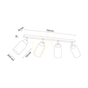Selva Ceiling Light, Oiled Oak, 4xE27, 75 cm 1 Selva Ceiling Light, Oiled Oak, 4xE27, 75 cm small 1