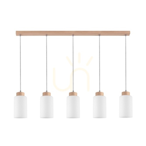 Check Selva Pendant Light, Oiled Oak, 5xE27, 100 cm