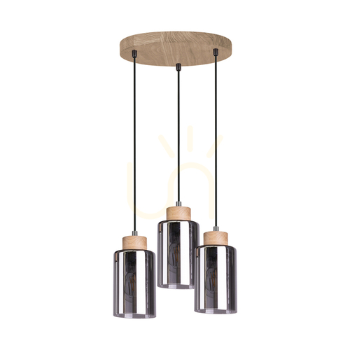 Check Selva Pendant Light, Oiled Oak, 3xE27, Ø30 cm