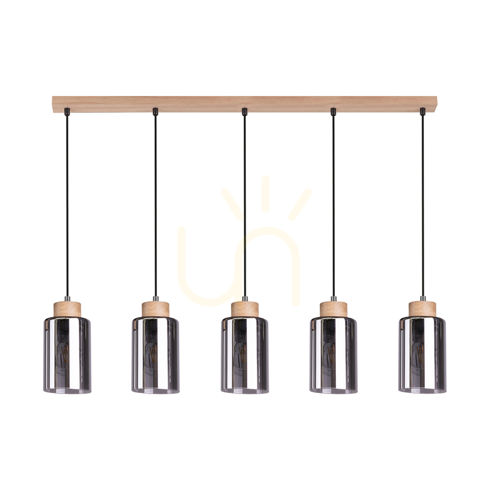Check Selva Pendant Light, Oiled Oak, 5xE27, 100 cm Selva Pendant Light, Oiled Oak, 5xE27, 100 cm