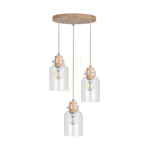 Allexa Pendant Light, Oiled Oak, 3xE27, Ø30 cm small 0