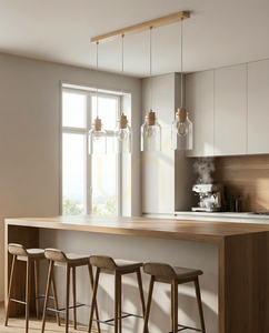 Allexa Pendant Light, Oiled Oak, 4xE27, 75 cm small 1