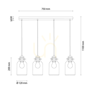 Allexa Pendant Light, Oiled Oak, 4xE27, 75 cm small 2