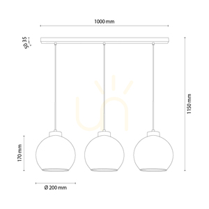 Fiorda Pendant Light, Oiled Oak, 3xE27, 100 cm small 1