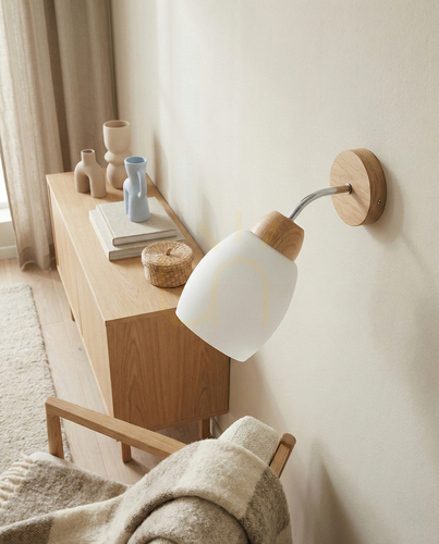 Check Skaja Wall Sconce, Oiled Oak, 1xE27, 30 cm