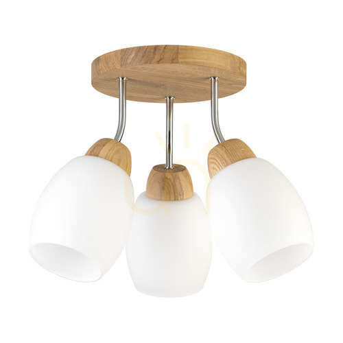 Check Skaja Ceiling Light, Oiled Oak, 3xE27, Ø20 cm