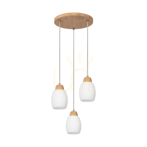 Check Skaja Pendant Light, Oiled Oak, 3xE27, Ø33 cm