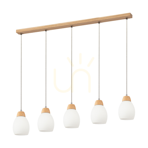 Check Skaja Pendant Light, Oiled Oak, 5xE27, 100 cm