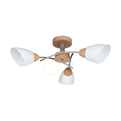 Check Oska Ceiling Light, Oiled Oak, 3xE27, 70 cm