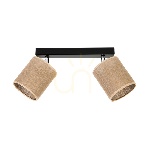 Check Canva Ceiling Lamp, Black with Beige Shade, 2xE27, 52 cm
