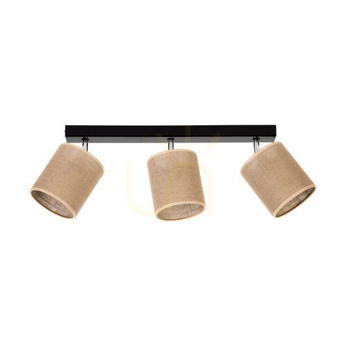 Check Canva Ceiling Light, Black, Beige Shade, 3xE27, 67 cm