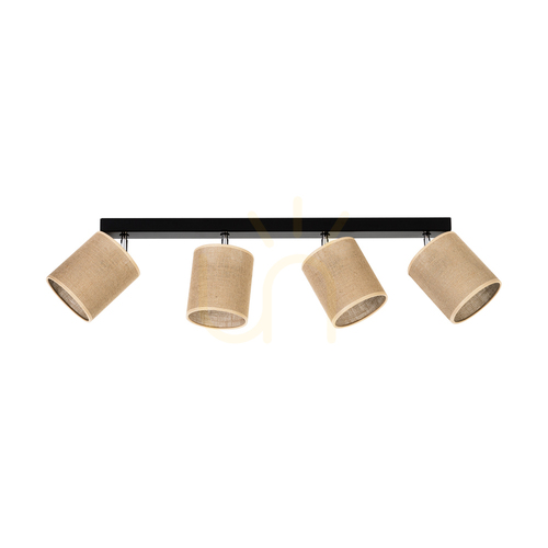 Check Canva Ceiling Light, Black with Beige Shade, 4xE27, 90 cm