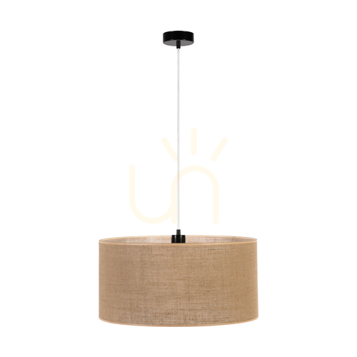 Check Canva Pendant Light, Black with Beige Shade, 1xE27, Ø50 cm