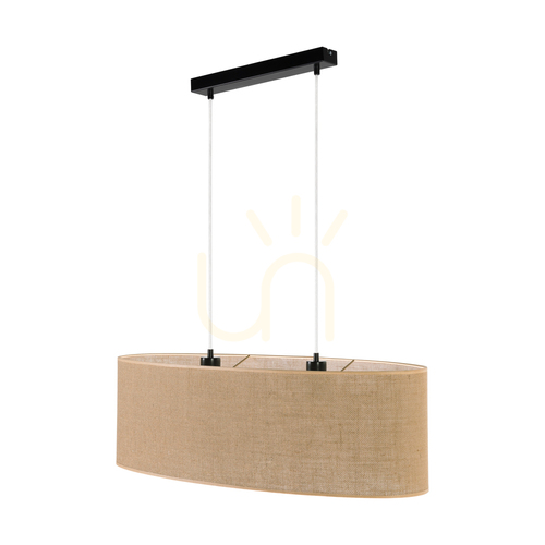 Check Canva Pendant Light, Black with Beige Shade, 2xE27, 80 cm