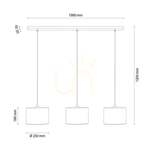 Canva Pendant Light, Black with Beige Shade, 3xE27, 100 cm 1 Canva Pendant Light, Black with Beige Shade, 3xE27, 100 cm small 1