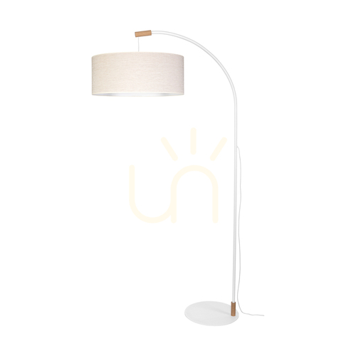 Check Brindille Floor Lamp, Oiled Oak/White, Beige Lampshade, 1xE27, 94 cm