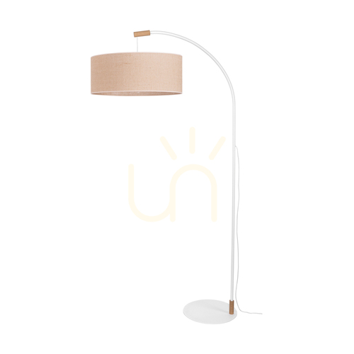 Check Brindille Floor Lamp, Oiled Oak/White, Beige Lampshade, 1xE27, 94 cm