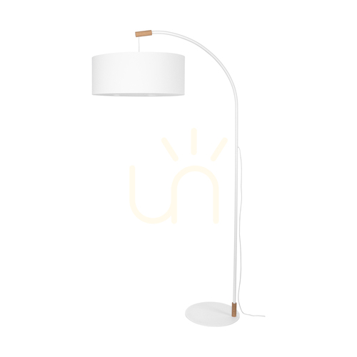 Check Brindille Floor Lamp, Oiled Oak/White, White Lampshade, 1xE27, 94 cm