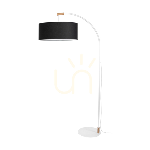 Check Brindille Floor Lamp, Oiled Oak/White, Black Lampshade, 1xE27, 94 cm