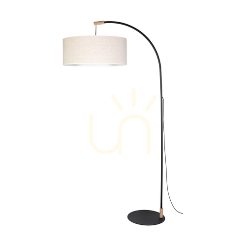 Check Brindille Floor Lamp, Oiled Oak/Black, Beige Lampshade, 1xE27, 94 cm