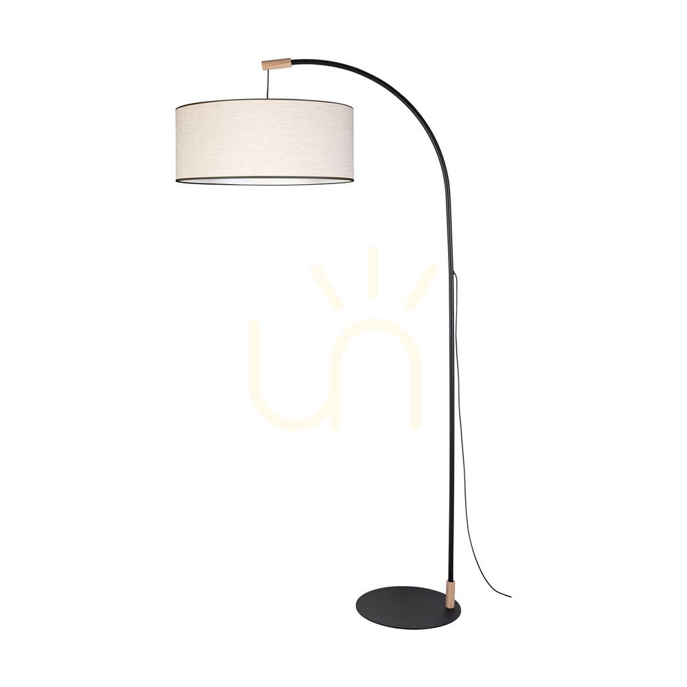 Check Brindille Floor Lamp, Oiled Oak/Black, Beige-Black Lampshade, 1xE27, 94 cm Brindille Floor Lamp, Oiled Oak/Black, Beige-Black Lampshade, 1xE27, 94 cm