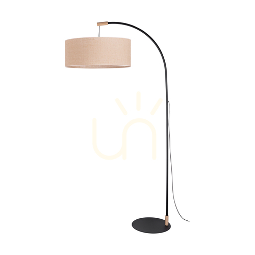 Check Brindille Floor Lamp, Oiled Oak/Black, Beige Lampshade, 1xE27, 94 cm