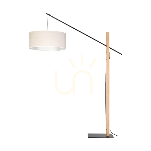 Check Savra Floor Lamp, Oiled Oak/Black, Beige Lampshade, 1xE27, 160 cm