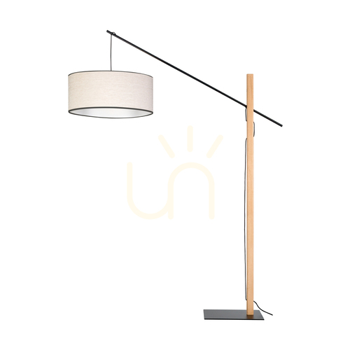 Check Savra Floor Lamp, Oiled Oak/Black, Beige-Black Lampshade, 1xE27, 160 cm