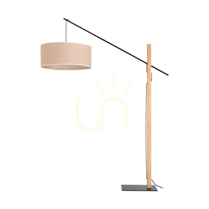 Savra Floor Lamp, Oiled Oak/Black, Beige Lampshade, 1xE27, 160 cm small 0