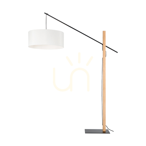Check Savra Floor Lamp, Oiled Oak/Black, White Lampshade, 1xE27, 160 cm