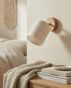 Dreva Wall Sconce, Oiled Oak, Beige Shade, 1xE27, 25 cm small 1