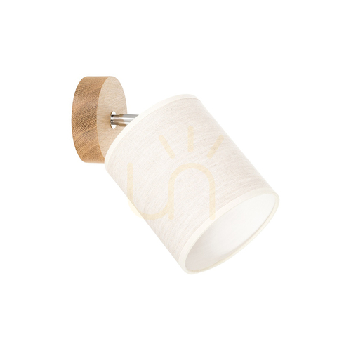 Check Dreva Wall Sconce, Oiled Oak, Beige Shade, 1xE27, 25 cm