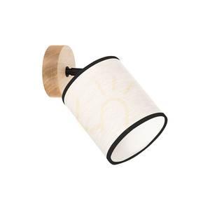 Dreva Wall Sconce, Oiled Oak, Beige-Black Shade, 1xE27, 25 cm small 0