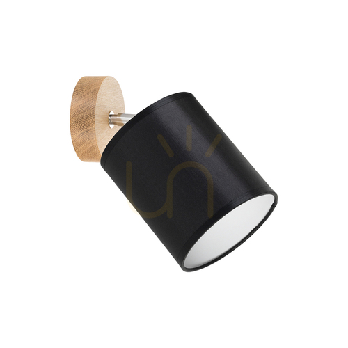 Check Dreva Wall Sconce, Oiled Oak, Black Shade, 1xE27, 25 cm