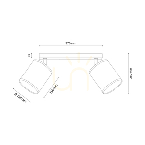 Dreva Ceiling Light, Oiled Oak, White Shade, 2xE27, 52 cm small 1