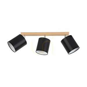 Dreva Ceiling Light, Oiled Oak, Black Shade, 3xE27, 67 cm small 0