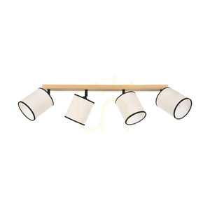 Dreva Ceiling Light, Oiled Oak, Beige-Black Shade, 4xE27, 90 cm 0 Dreva Ceiling Light, Oiled Oak, Beige-Black Shade, 4xE27, 90 cm small 0