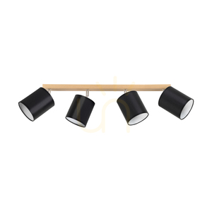 Dreva Ceiling Light, Oiled Oak, Black Shade, 4xE27, 90 cm small 0