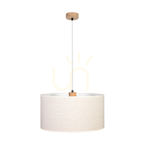 Check Dreva Pendant Light, Oiled Oak, Beige Shade, 1xE27, Ø50 cm