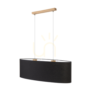 Dreva Pendant Light, Oiled Oak, Beige Shade, 2xE27, 80 cm small 0
