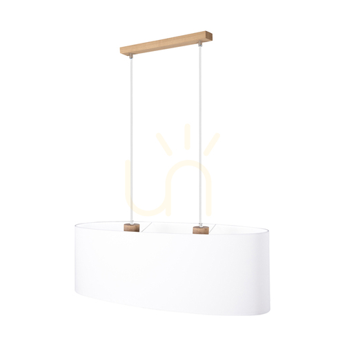 Check Dreva Pendant Light, Oiled Oak, White Shade, 2xE27, 80 cm