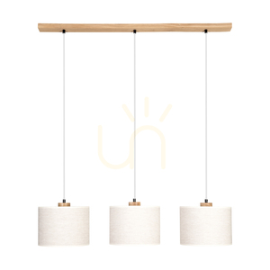 Dreva Pendant Light, Oiled Oak, Beige Shade, 3xE27, 100 cm 0 Dreva Pendant Light, Oiled Oak, Beige Shade, 3xE27, 100 cm small 0