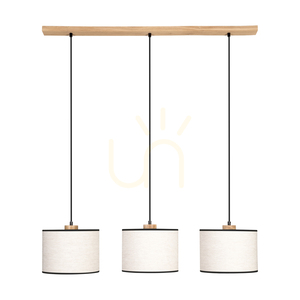 Dreva Pendant Light, Oiled Oak, Beige-Black Shade, 3xE27, 100 cm 0 Dreva Pendant Light, Oiled Oak, Beige-Black Shade, 3xE27, 100 cm small 0