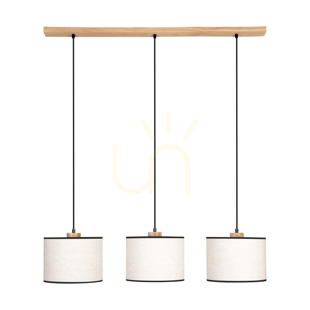 Check Dreva Pendant Light, Oiled Oak, Beige-Black Shade, 3xE27, 100 cm Dreva Pendant Light, Oiled Oak, Beige-Black Shade, 3xE27, 100 cm