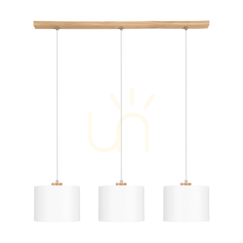 Check Dreva Pendant Light, Oiled Oak, White Shade, 3xE27, 100 cm