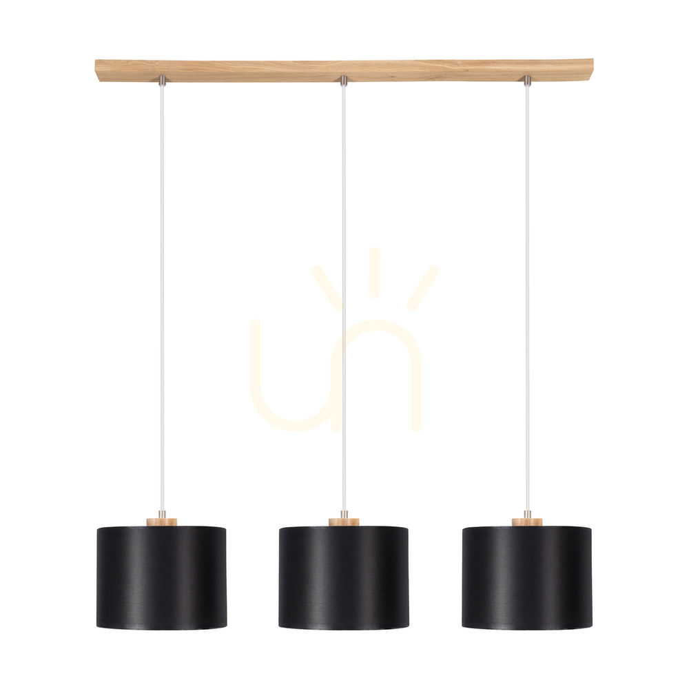 Check Dreva Pendant Light, Oiled Oak, Black Shade, 3xE27, 100 cm Dreva Pendant Light, Oiled Oak, Black Shade, 3xE27, 100 cm